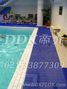 蓝色_直条纹_游泳馆池边滤水防滑地毯（10）