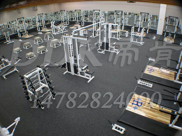 健身房适合铺什么材质的地板？样板图片,帝肯(DDK)_S3020_P500（Niki|耐柯）效果图，健身房地板,健身房橡胶地板