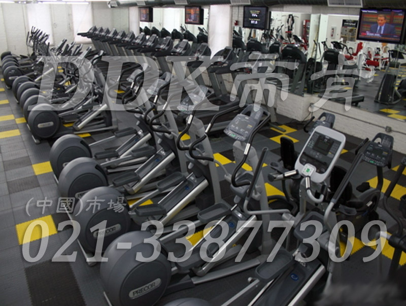 室内健身房运动地面材料（24）_灰色加黄色