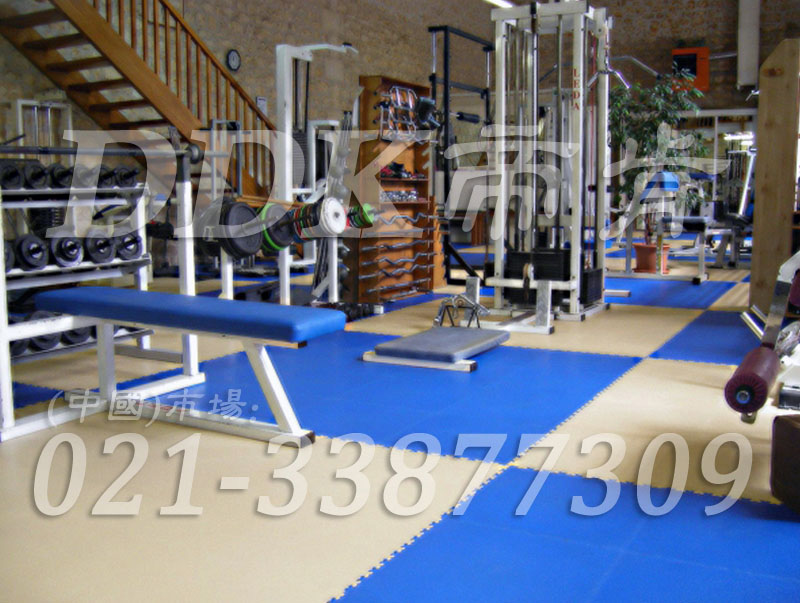 室内健身房运动地面材料（26）_天蓝色加浅灰色