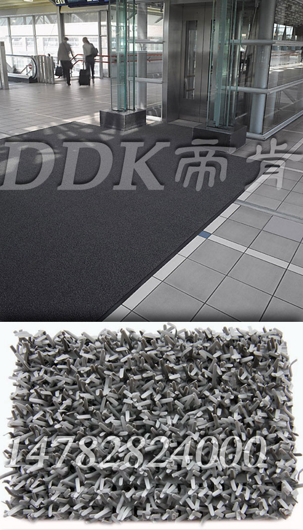 【机场通道地面防滑防尘塑胶地毯】耐脏深灰色硬质草刷式舒适型机场通道地面防滑防尘塑胶地毯
